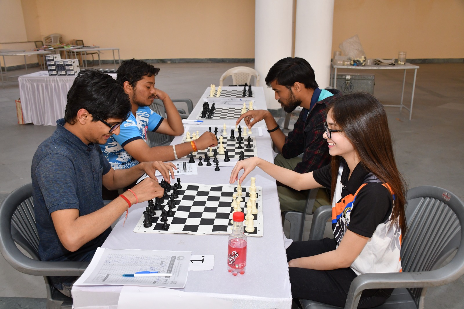 Players deeply focused during an intense chess game