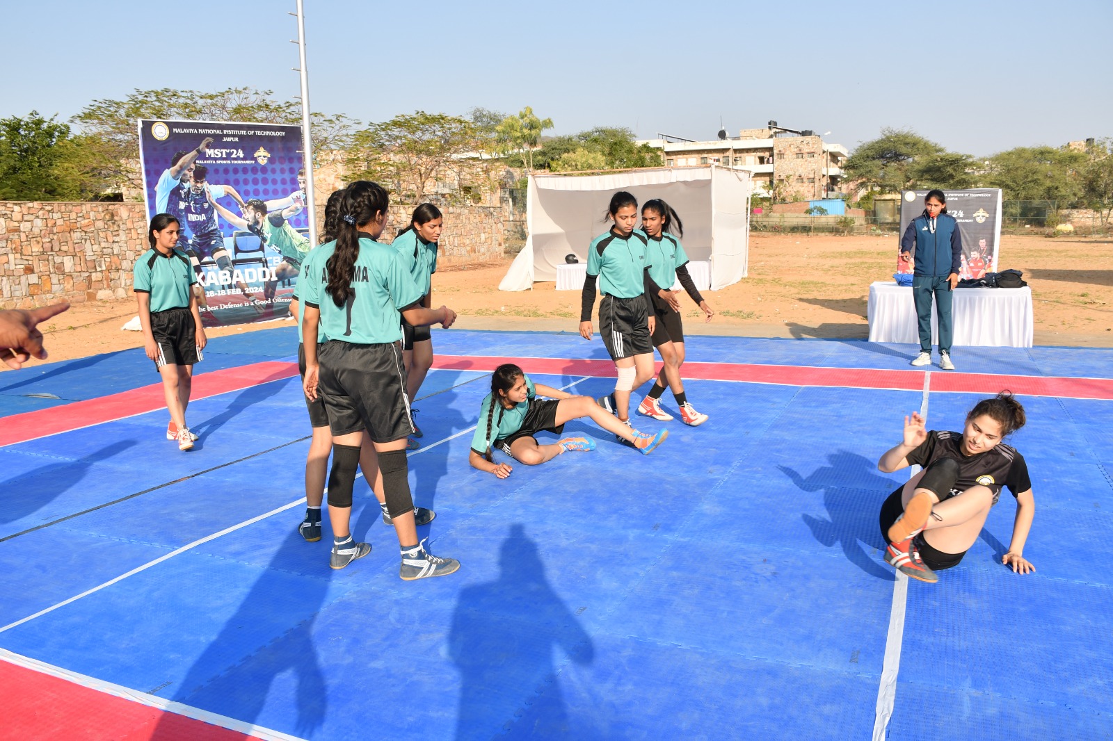 Players in action during an intense kabaddi match